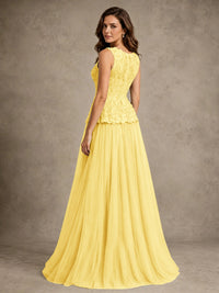 A-Line Chiffon Mother of the Bride Dress with Lace Appliques