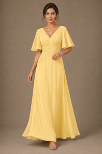 A-Line Chiffon Mother of the Bride Dress with Applique