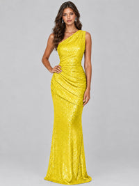 Sequin Mermaid One Shoulder Prom Dress Long formal Gown