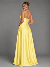 Sweetheart Neck Strapless Satin A-Line Prom Dress
