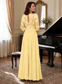 Lace Applique Wide-Leg Chiffon Mother of the Bride Jumpsuit