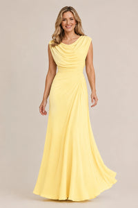 Cowl Neck Ruched Chiffon Mother of the Bride Dress