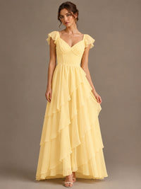 Ruffle Tiered V Neck Maxi Dress
