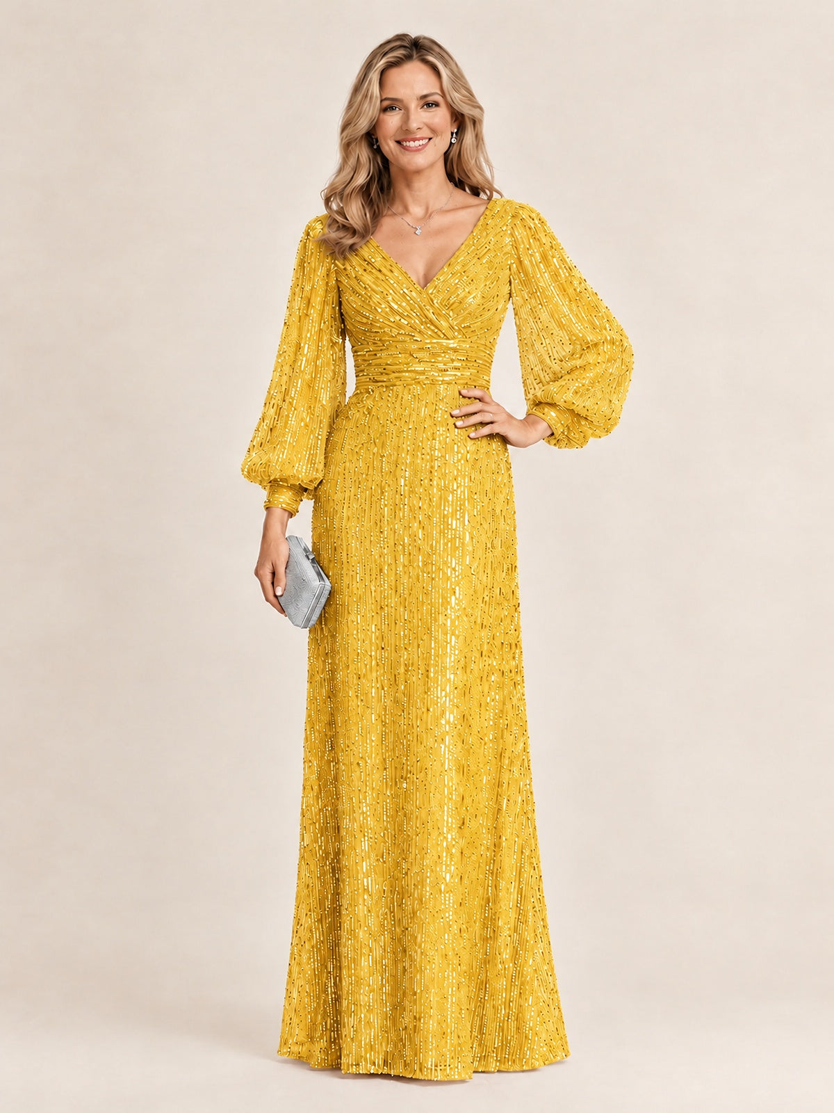 Sparkle Sequin Mother of The Bride Dresses with Long Sleeves