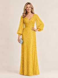 Sparkle Sequin Mother of The Bride Dresses with Long Sleeves