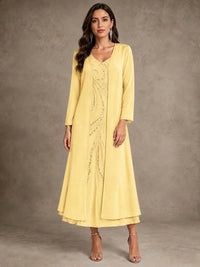 Sequin Chiffon Mother of the Bride Dress with Jacket