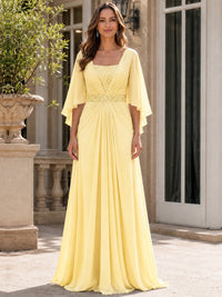 Elegant V-Neck Sequined Chiffon Mother of the Bride Dress with Flutter Sleeves