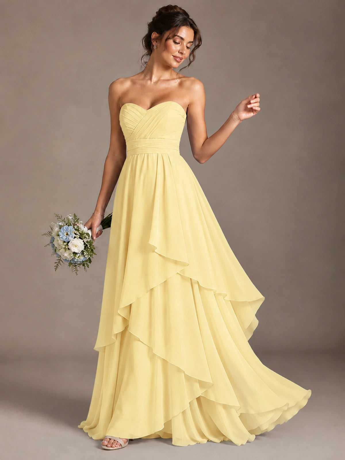 Strapless Ruffle A-Line Maxi Dress