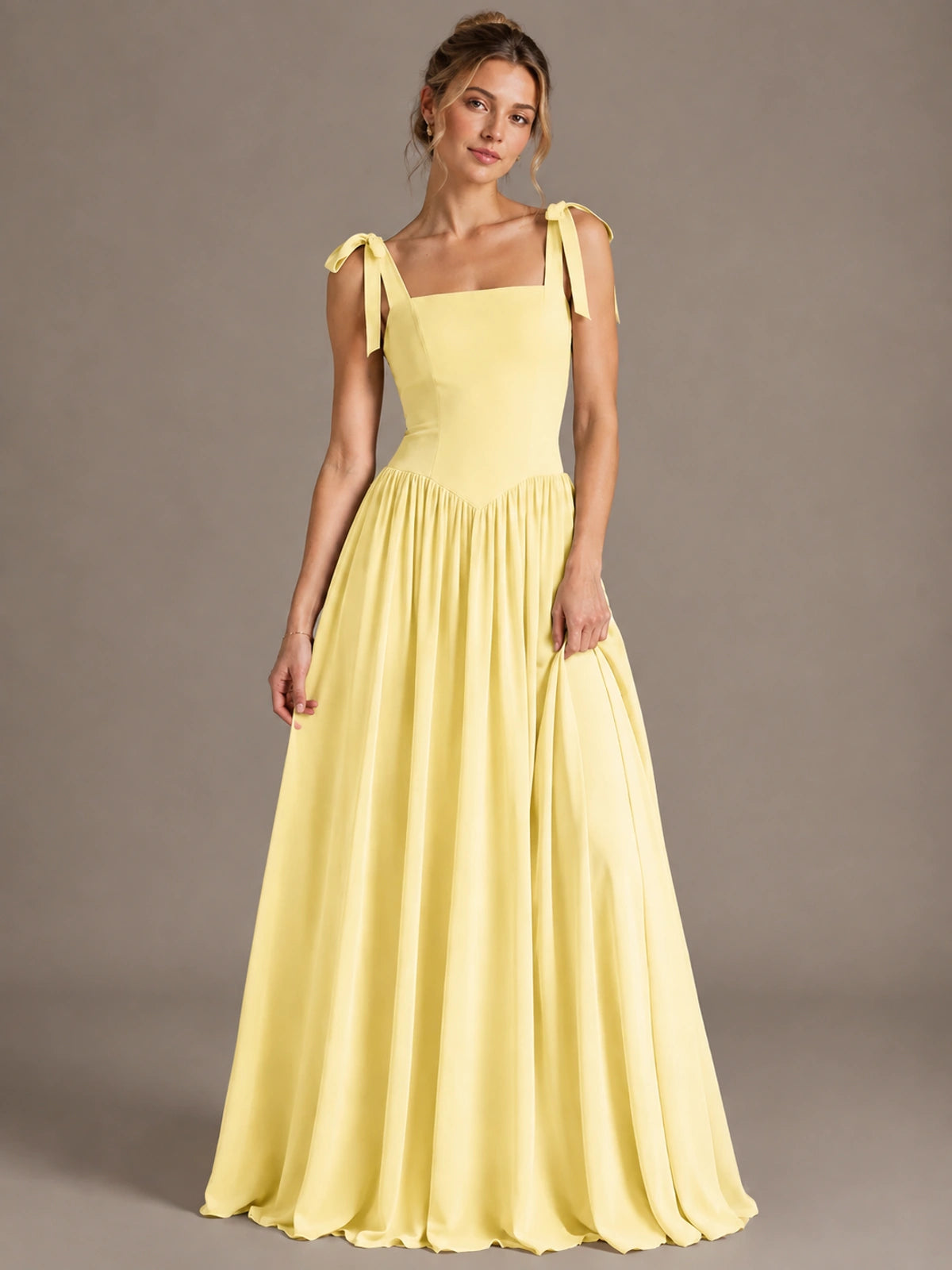 Square Neck A-Line Maxi Dress