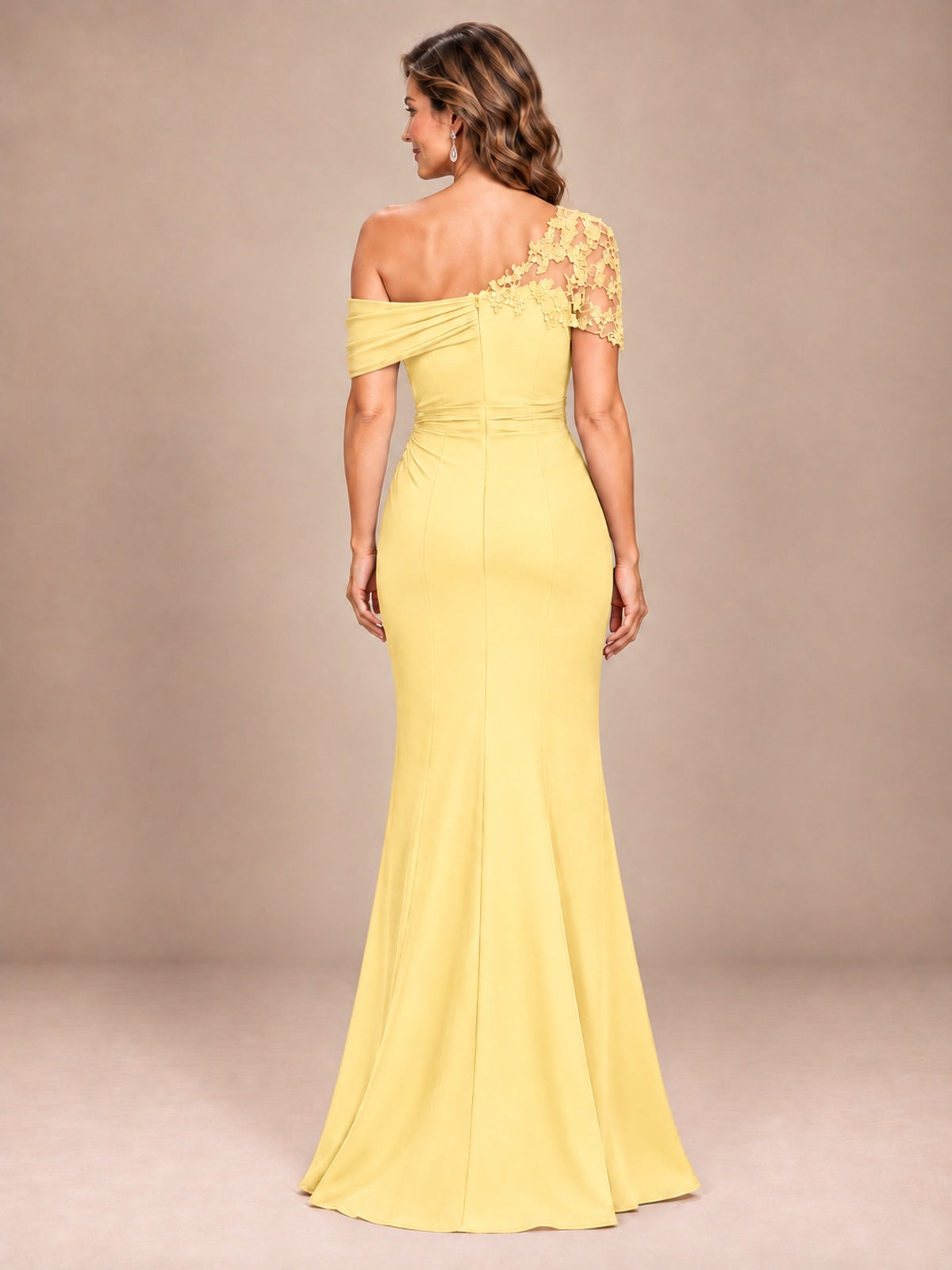 One Shoulder Chiffon Mother of The Bride Dress