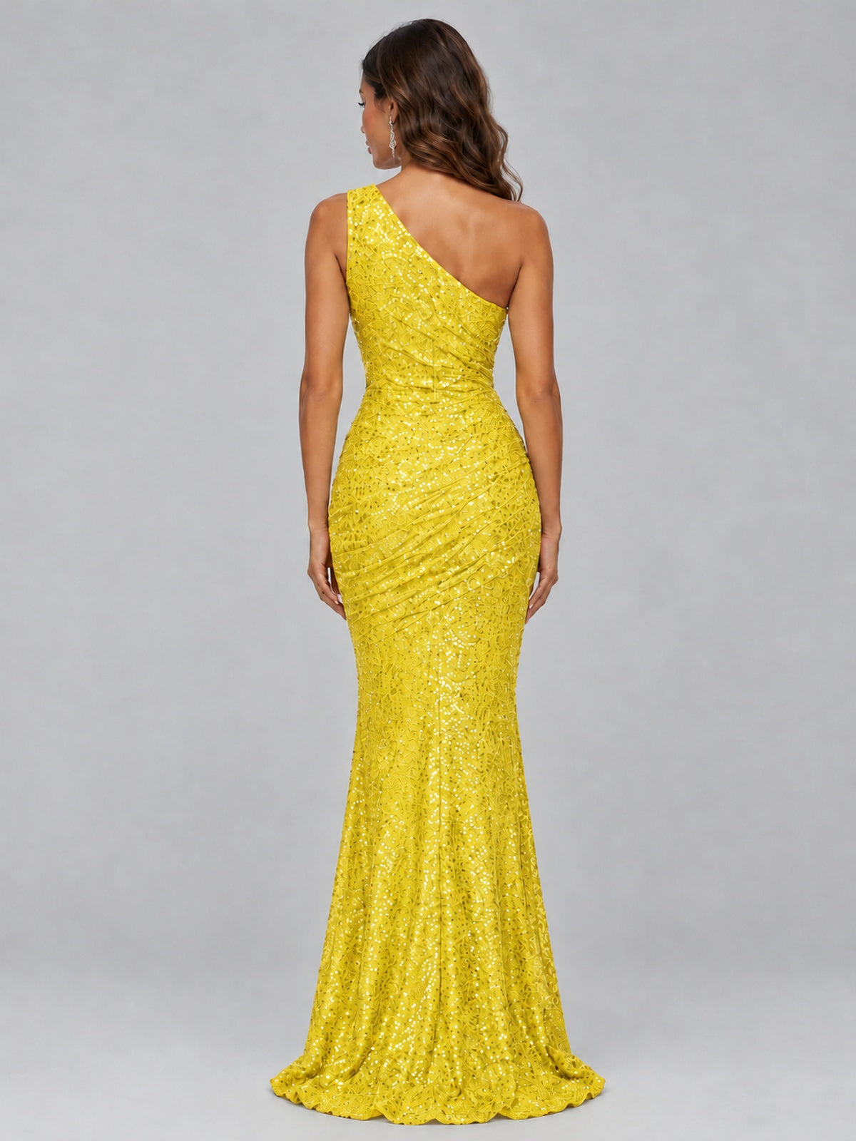 Sequin Mermaid One Shoulder Prom Dress Long formal Gown