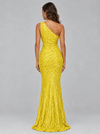Sequin Mermaid One Shoulder Prom Dress Long formal Gown