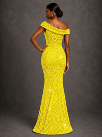 Sequin Off Shoulder Mermaid Prom Dress