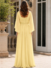 Elegant V-Neck Sequined Chiffon Mother of the Bride Dress with Flutter Sleeves