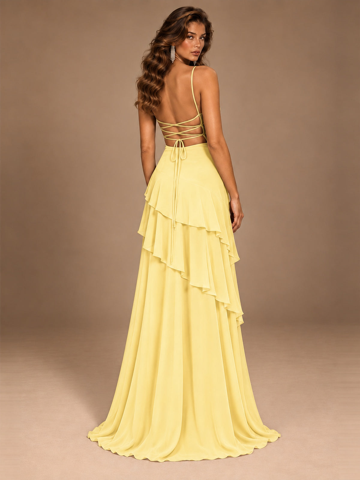 Sweetheart A-Line Ruffle Prom Dress with Spaghetti Straps