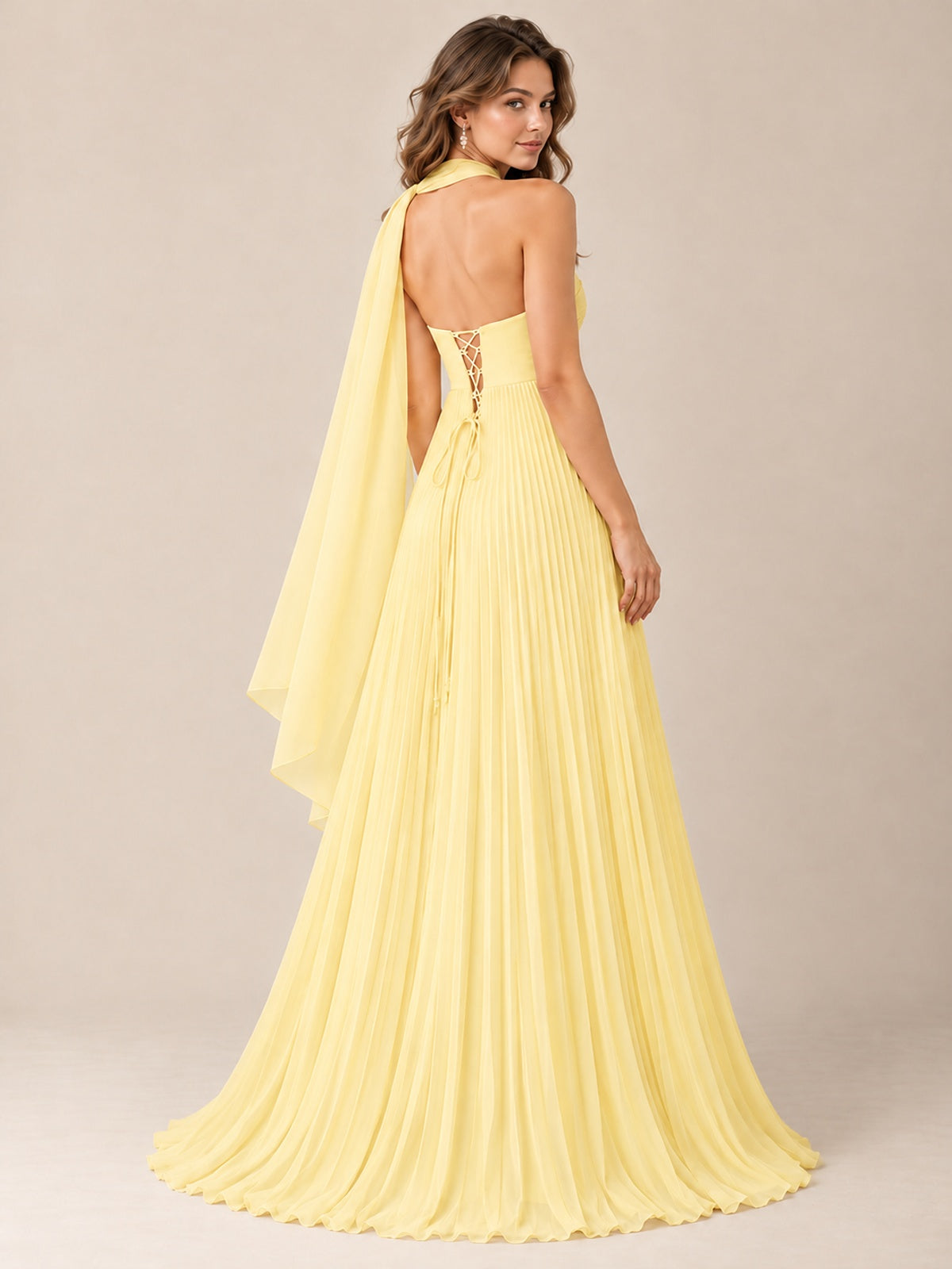 Sweetheart Neckline Pleated Prom Dress Strapless A-line Formal Dress with Flowy Scarf