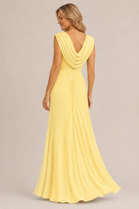Cowl Neck Ruched Chiffon Mother of the Bride Dress