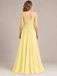 Sequin Lace A-Line Mother of the Bride Dress with 3/4 Sleeves