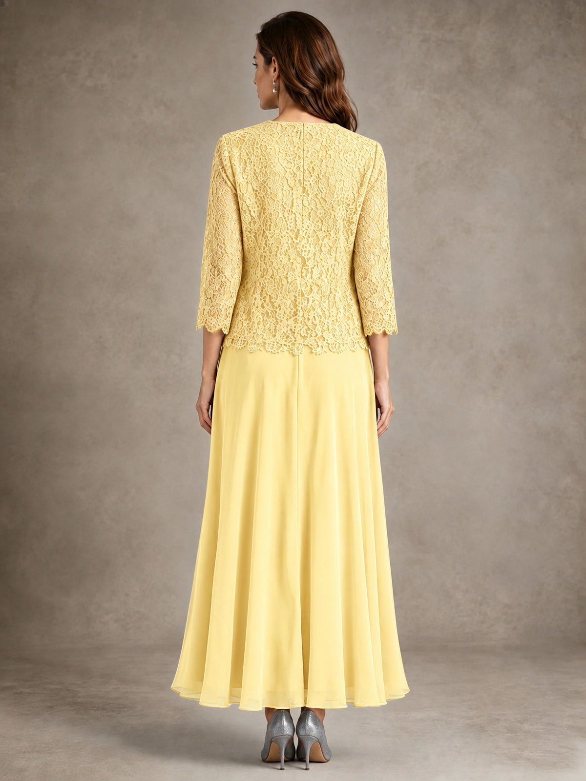2-Piece Chiffon Mother of the Bride Dress with Lace Jacket