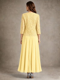 2-Piece Chiffon Mother of the Bride Dress with Lace Jacket
