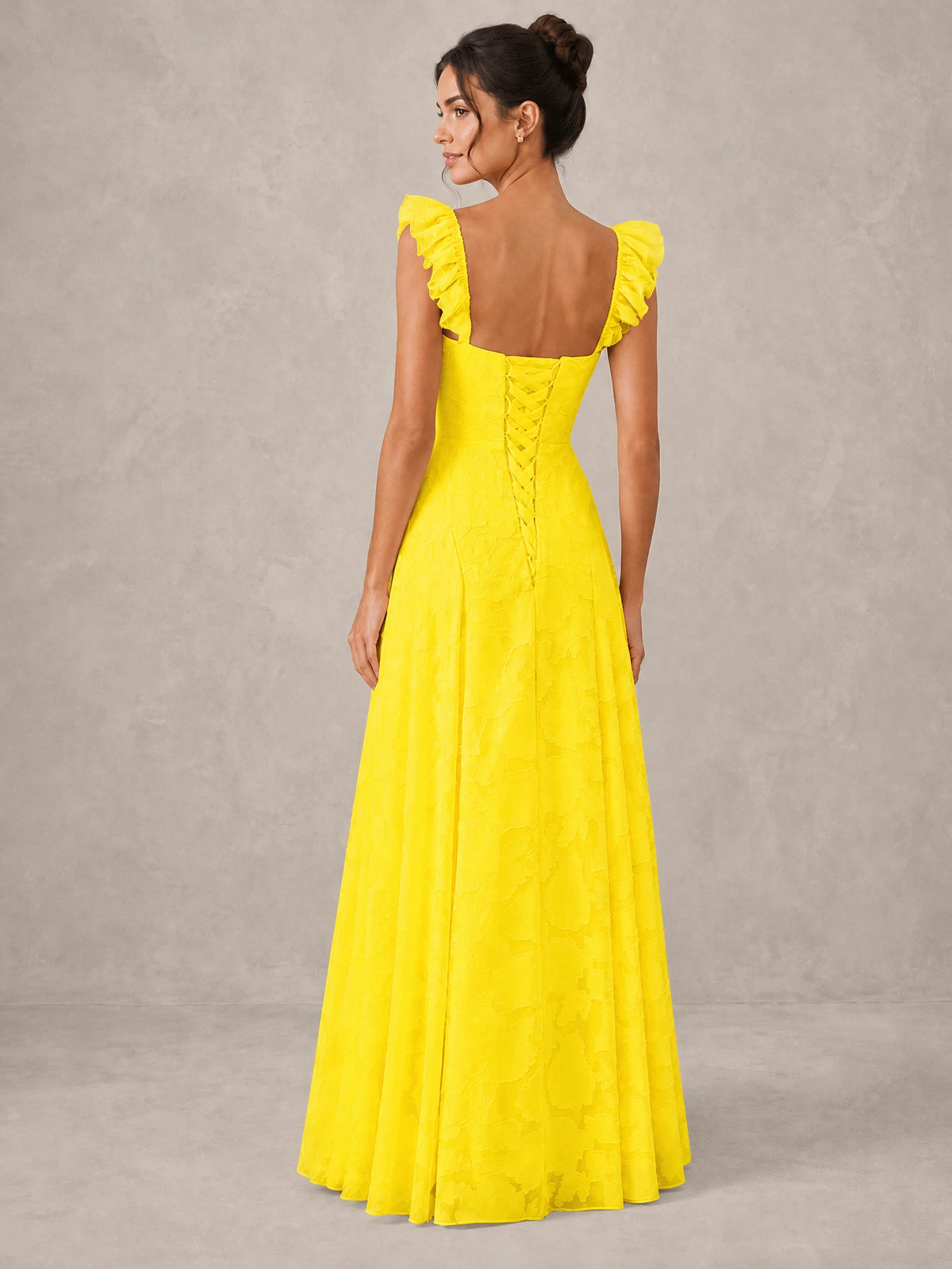 Jacquard Square Neck A-Line Maxi Dress