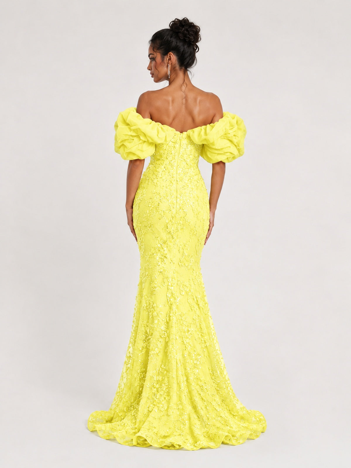 Sequin Off-Shoulder Ruffle Mermaid Prom Dress