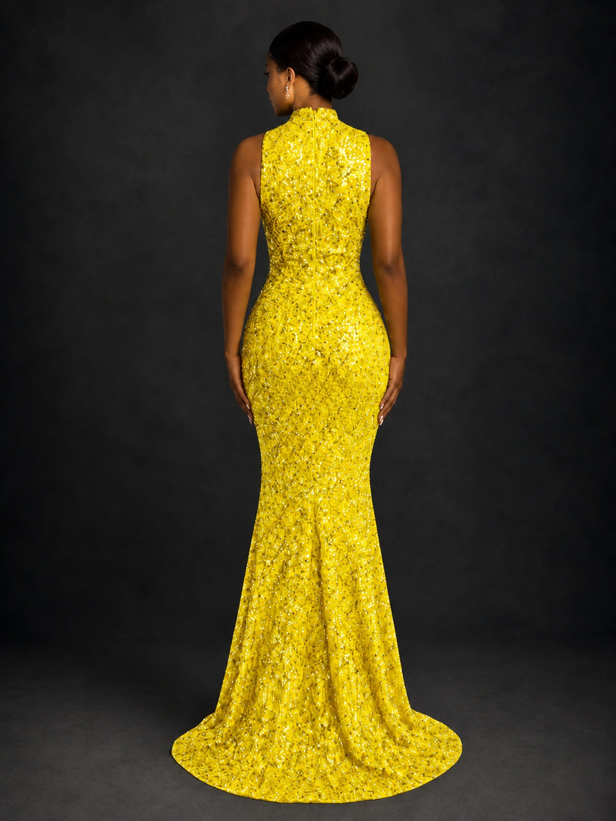 Sparkly Sequin High Neck Mermaid Prom Dress