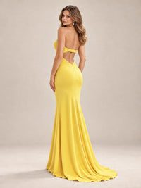 Light Blue Strapless Sweetheart Mermaid Prom Dress with Pleated Bodice