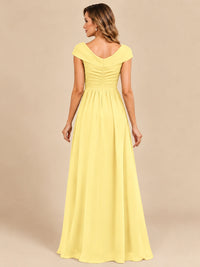 Cap Sleeve Mother of The Bride Dresses Long Chiffon Formal Gowns