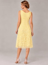 Tea Length Sequin Lace Mother of The Bride Dress with Chiffon Jacket