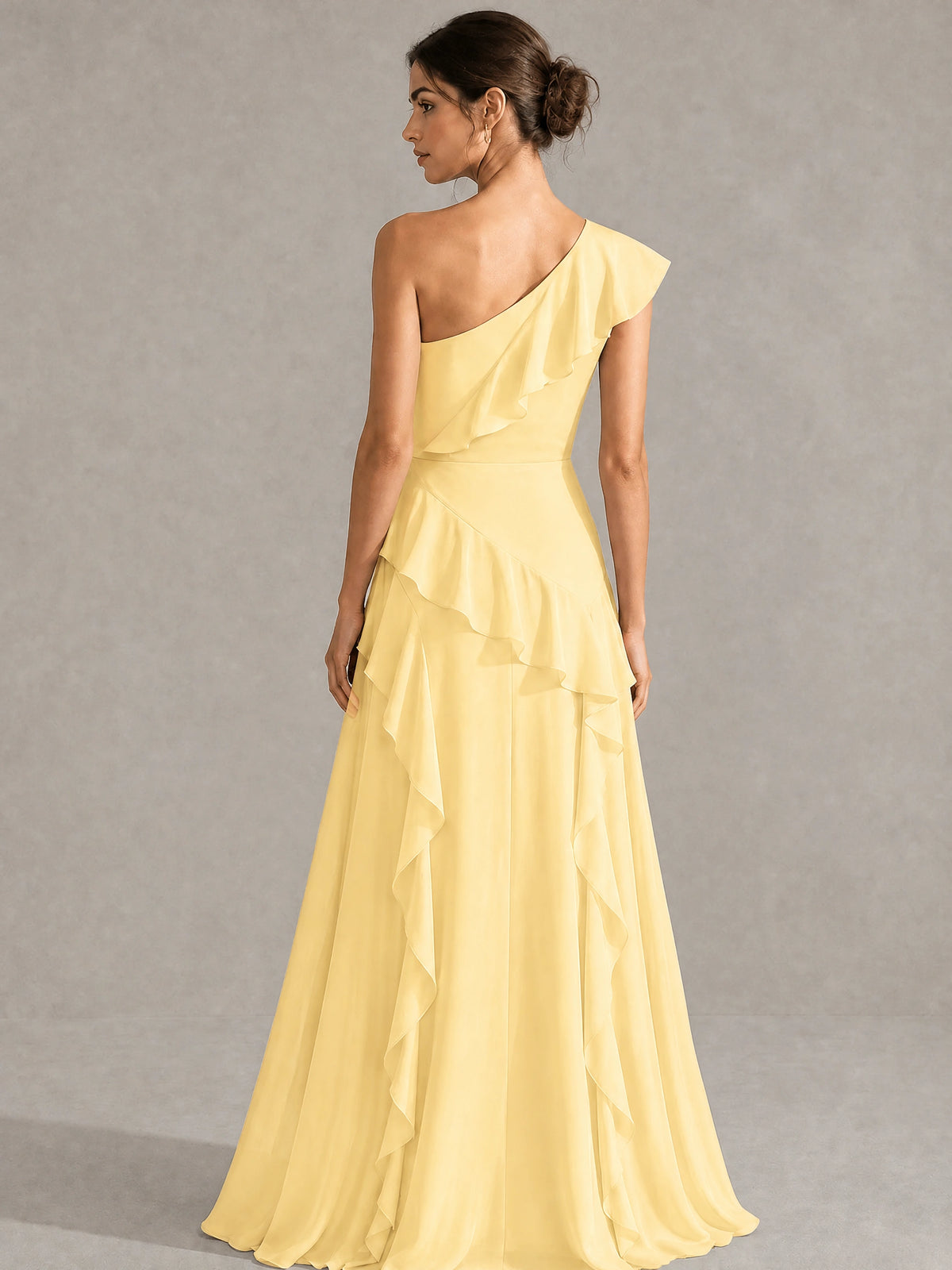 Sage Green One Shoulder Ruffle Bridesmaid Dress