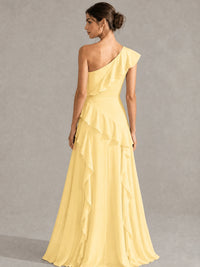 Sage Green One Shoulder Ruffle Bridesmaid Dress