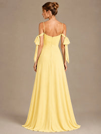 A-Line Ruffles Chiffon Bridesmaid Dress with Slit