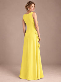 3D Floral Applique Sleeveless Formal Maxi Dress