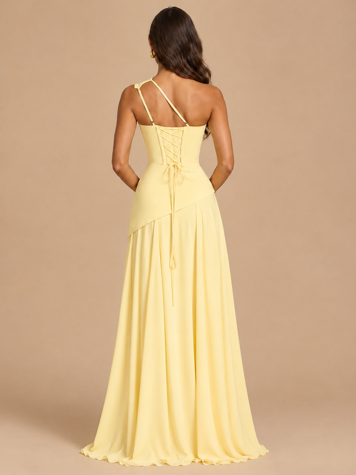 One Shoulder Prom Dress A-line Ruched Women Wedding Formal Gowns