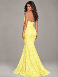 Strapless Corset Mermaid Prom Dress Lace Appliqué Formal Gown