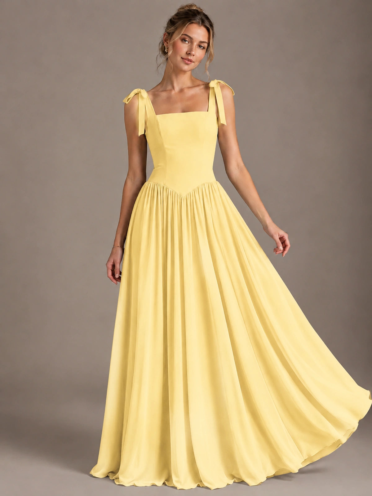 Square Neck A-Line Maxi Dress