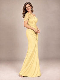 One Shoulder Chiffon Mother of The Bride Dress