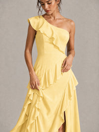 Sage Green One Shoulder Ruffle Bridesmaid Dress