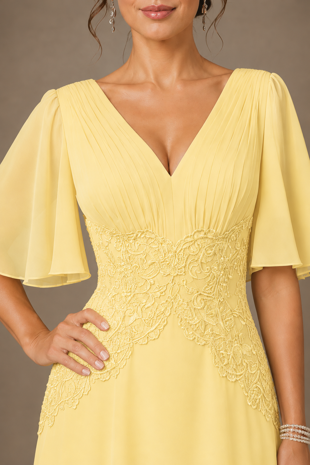 A-Line Chiffon Mother of the Bride Dress with Applique
