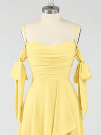A-Line Ruffles Chiffon Bridesmaid Dress with Slit