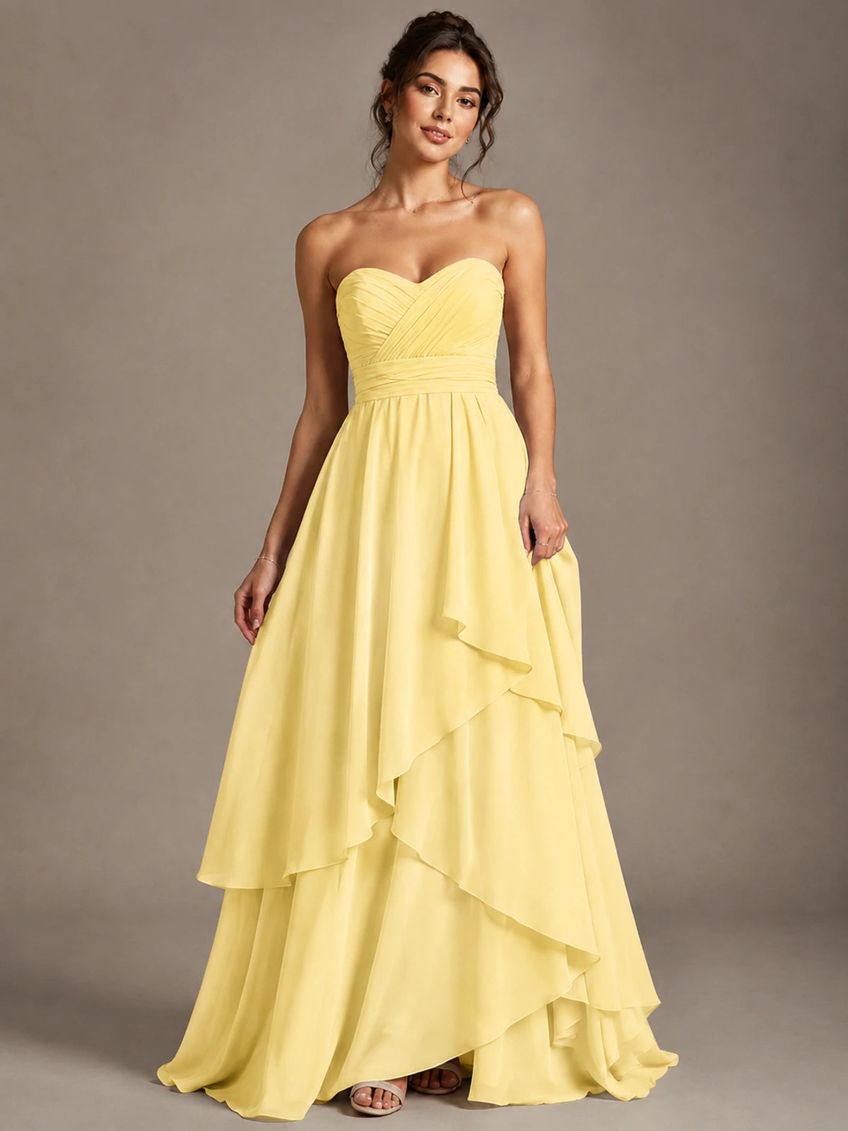 Strapless Ruffle A-Line Maxi Dress