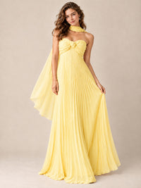 Sweetheart Neckline Pleated Prom Dress Strapless A-line Formal Dress with Flowy Scarf