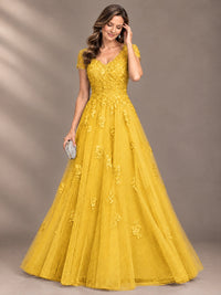 Lace Appliques A-line Mother of The Bride Dresses with Short Sleeves