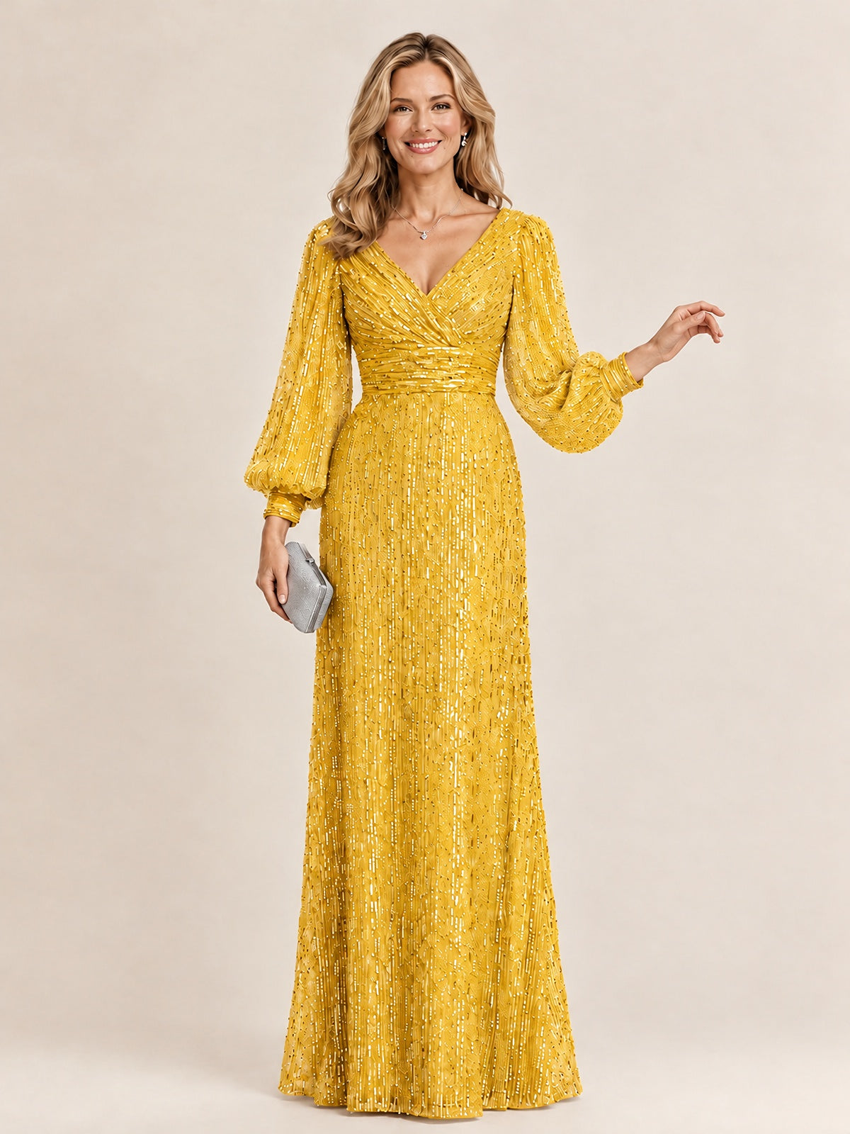 Sparkle Sequin Mother of The Bride Dresses with Long Sleeves