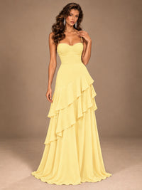 Sweetheart A-Line Ruffle Prom Dress with Spaghetti Straps