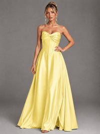 Sweetheart Neck Strapless Satin A-Line Prom Dress