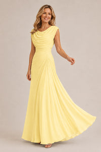 Cowl Neck Ruched Chiffon Mother of the Bride Dress