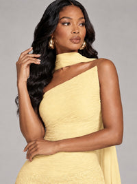 Pleated Chiffon Lace Prom Dresses Long Bodycon Mermaid with Scarf