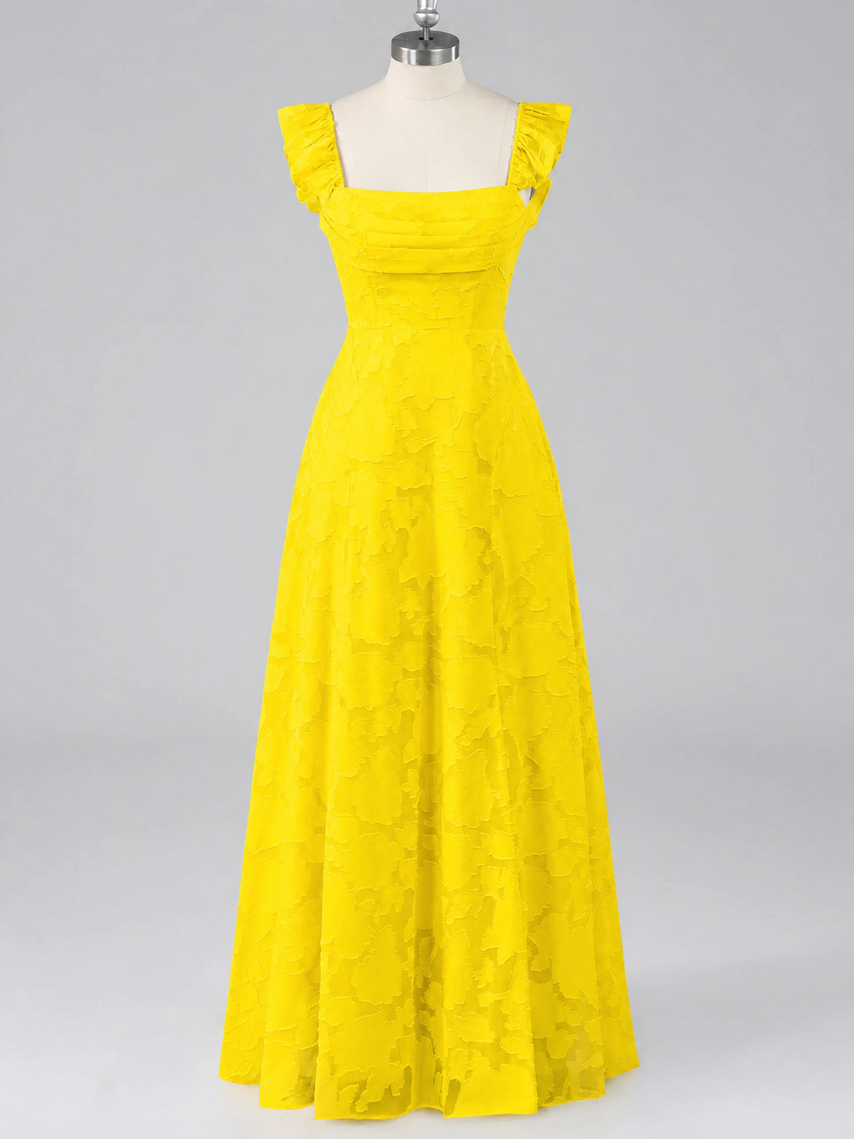 Jacquard Square Neck A-Line Maxi Dress
